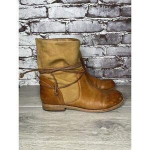 Patricia Nash Sabbia Brown Leather Moto Saddle Lace Boots Women Sz 9.5M US/40EU